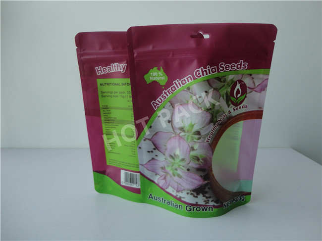 Self Adhesive Plastic Stand Up Pouch Bags With Tear Notch Hot Laminating