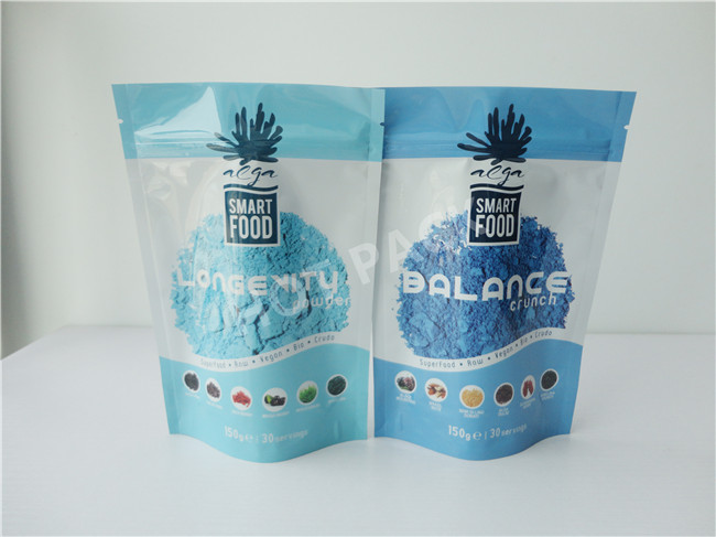 Whey Protein Powder Resealable Ziplock Smart Food Balance Cruch Stand Up Bags