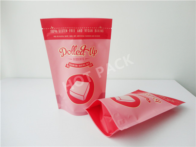 Gluten Free And Vegan Baking Dolled Up Plastic Laminated Stand Up Pouch