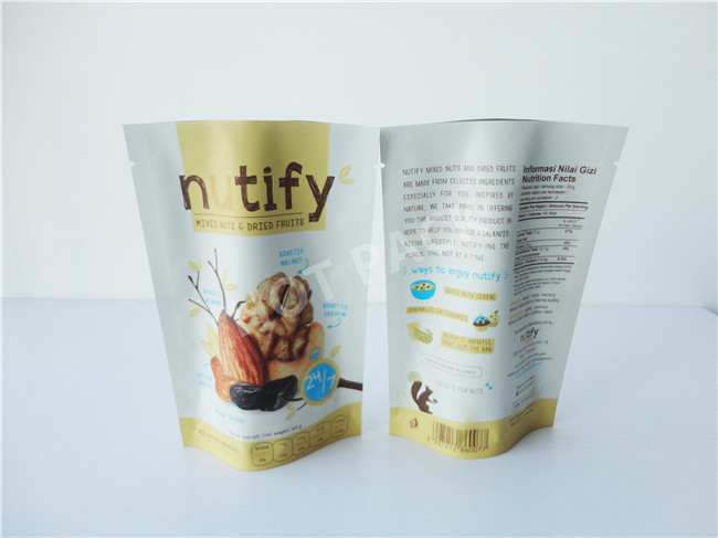 OEM Service Metallized Plastic Ziplock Stand Up Pouches For Food Packaging