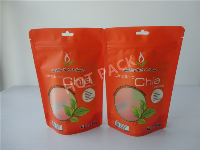 Ziplock Organic Goji Berry / Strawberry Tea Stand Up Pouch With Window