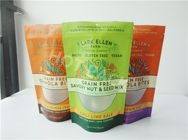 50g Organic  Food Grade Stand Up Pouch With Blue And Black Printing For Food