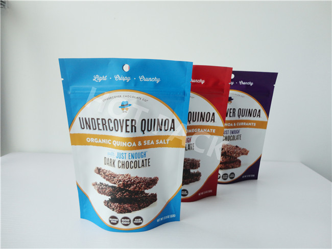 50g Organic  Food Grade Stand Up Pouch With Blue And Black Printing For Food