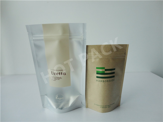 Zipper Rice Paper Kraft Stand Up Pouches High Temperature Resistant Laminated