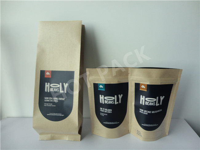 Mineral Cosmetics Kraft Paper Stand Up Pouches With Ziplock And Tear Notch