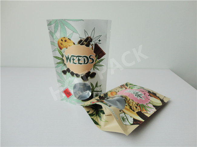 16oz Clear Window Kraft Paper Stand Up Bag Packaging For Pistachios Multi Colored