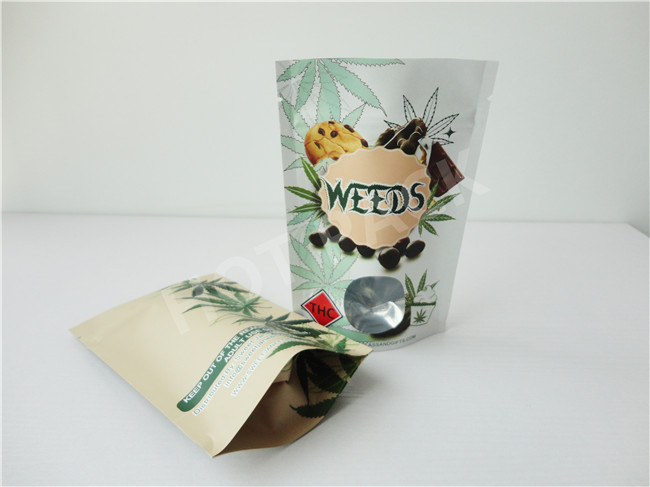 16oz Clear Window Kraft Paper Stand Up Bag Packaging For Pistachios Multi Colored