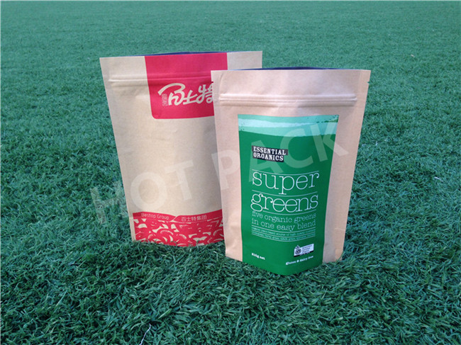 Organic Kratom Doypack Standing Up Foil Lined Kraft Paper Bag