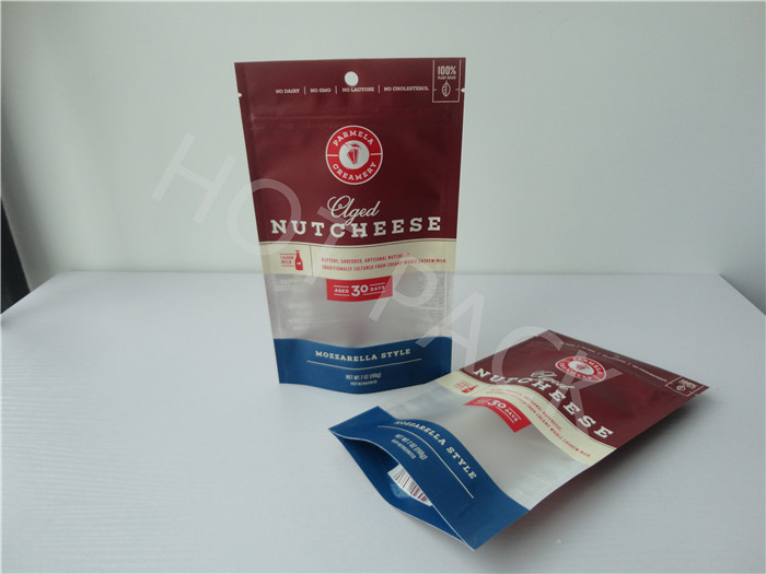 Kraft Stand Up Pouches Ziplock Food Packaging Bag For Nut Cheese