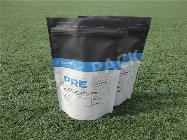 Three Side Seal Plastic Stand Up Pouches With Zipper Aluminum Foil Lined