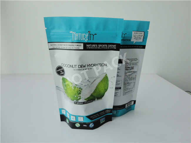Biodegradable Plastic Stand Up Pouches With Tear Notch Laminated Oxygen - Proof