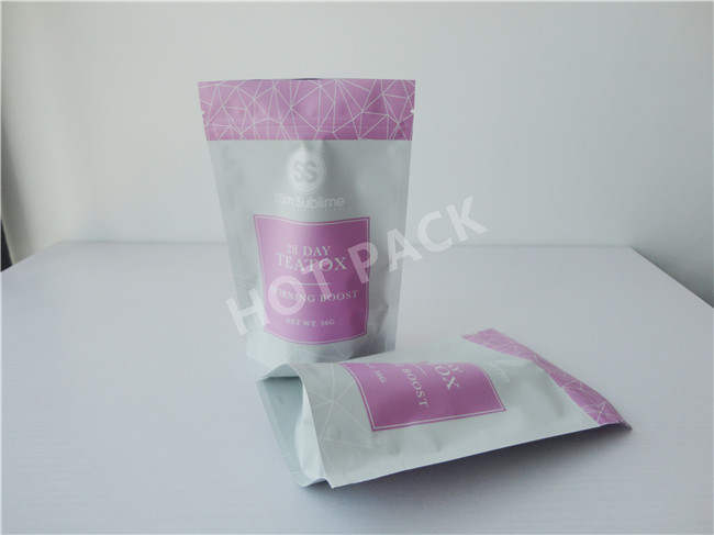 30 Days Triple Teatox Pink Color Aluminum Foil Stand Up Packaging Pouch