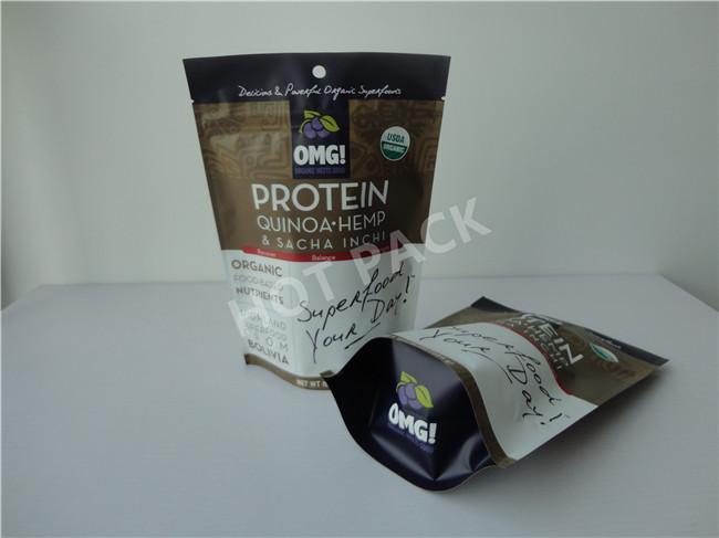 Chia Seed Food Packaging Stand Up Zipper Pouch With Transparent Window