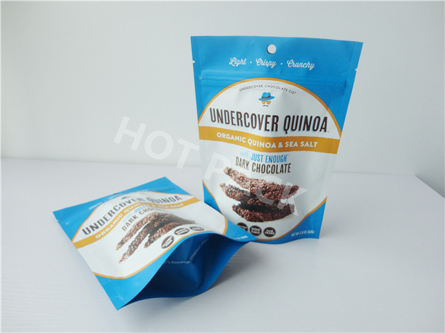 Food Grade Paper Stand Up Snack Packaging Bags Greaseproof Eco Friendly
