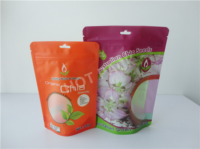 Ziplock Organic Tea Aluminum Foil Resealable Stand Up Pouches With Tear Notch