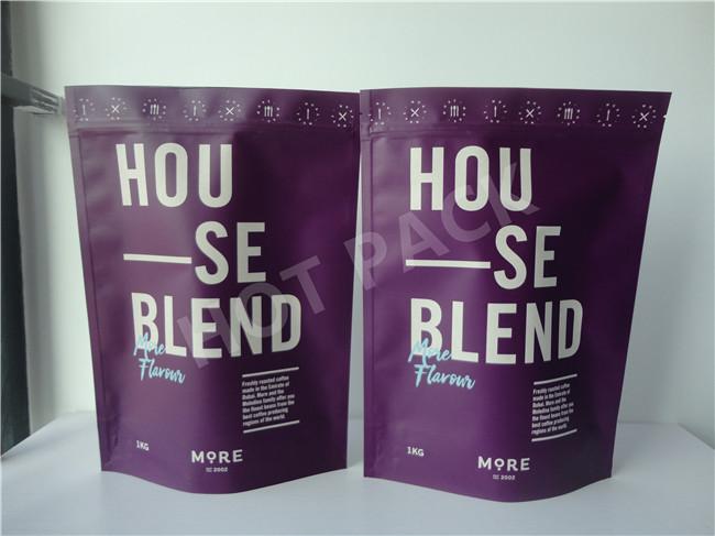 Kraft Paper Laminated Aluminum Foil Lined Packaging Bags , Valve Sealed Coffee Bags