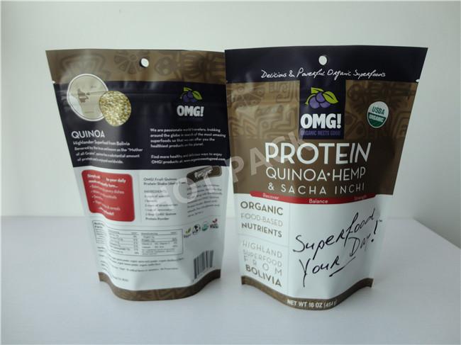 Gold Printed Laminated Foil Pet Plastic Food Packaging Bags Environmentally Friendly
