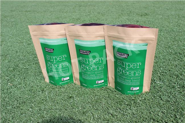 Food Grade Brown Kraft Paper Pouch Bag With Window For Chia Seeds