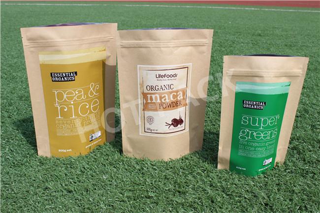 Food Grade Brown Kraft Paper Pouch Bag With Window For Chia Seeds