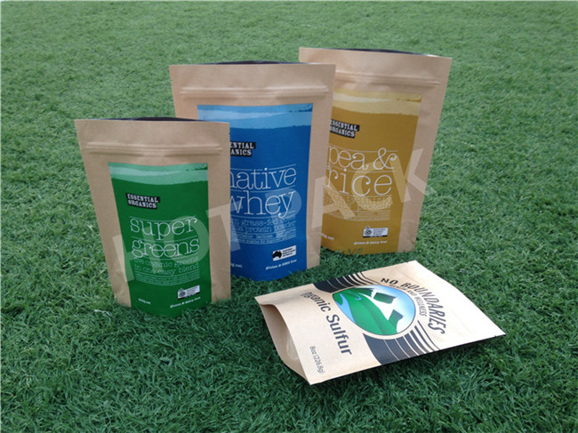 Foil Lined Kraft Paper Bag With Zipper And Colorful Printing For Food