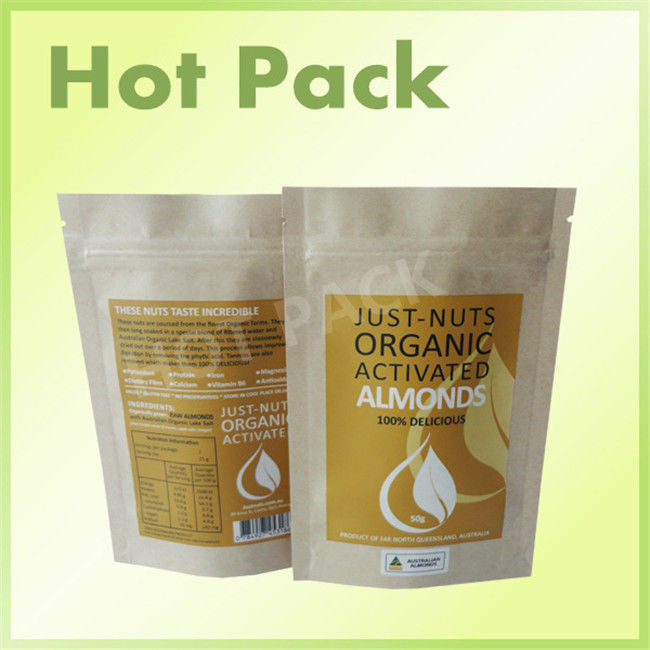 aluminum lined resealable ziplock custom kraft paper bag