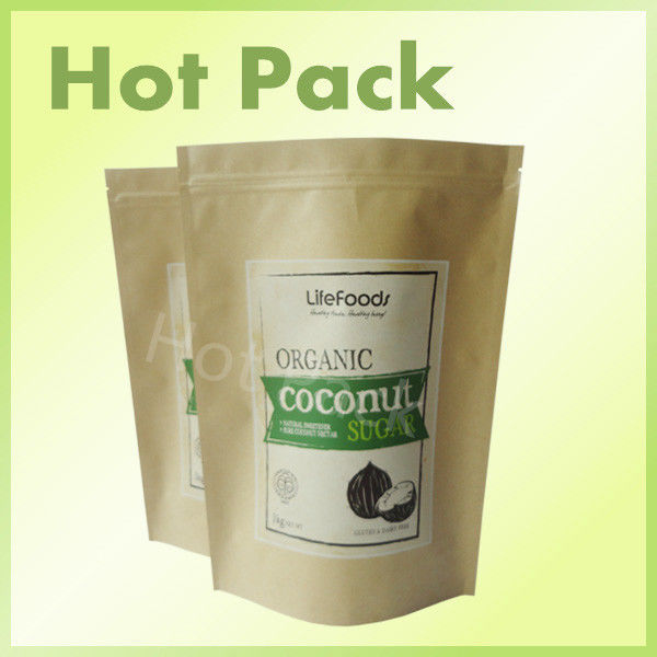 aluminum ziplock stand up pouch kraft paper with zipper