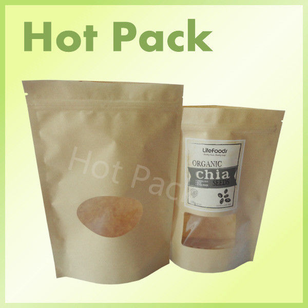 brown kraft paper stand up pouch with zip