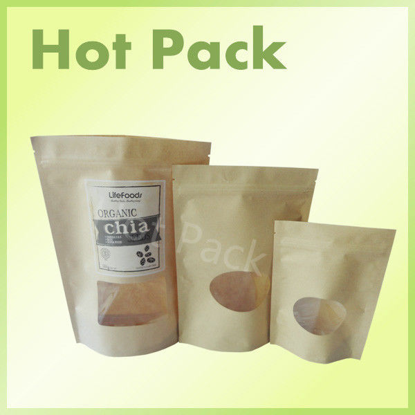 customized printed kraft paper stand up pouch with zip