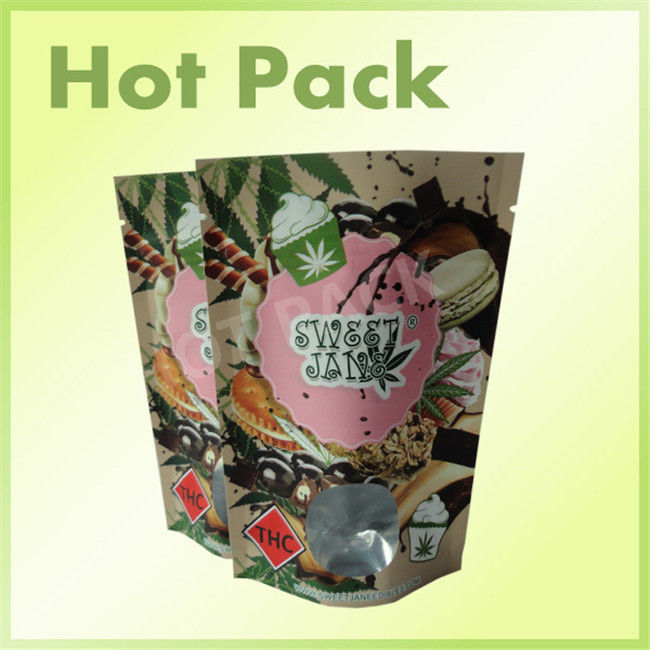 laminated materal food grade brown kraft stand up zipper bag with  window