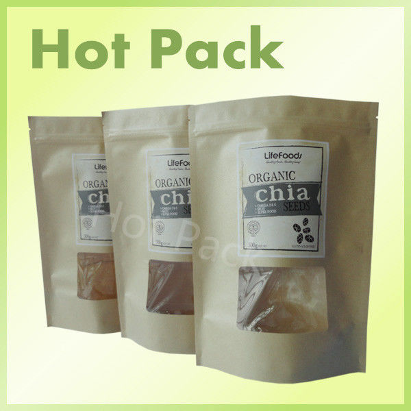 resealable stand up pouch brown kraft paper bag