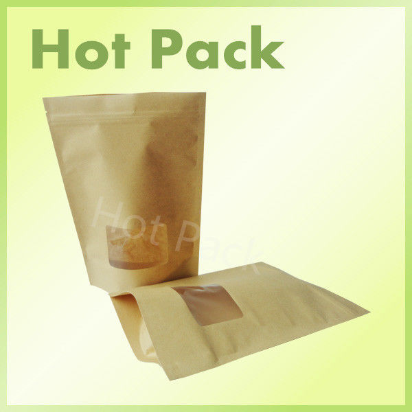 stand up pouch foil lined paper window kraft paper bag